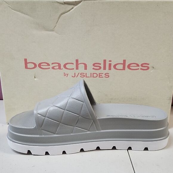 J Slides STUD 8M Grey Beach Slides New In Box - Picture 1 of 5